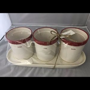 Rae Dunn Utensils Holder Red Polka Dot